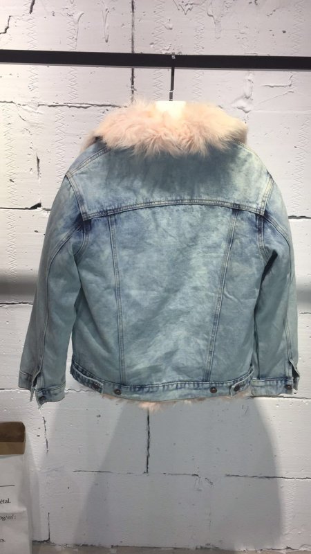 画像5: women's lambs fur liner denim jacket coat ラムモンゴリアンファーライナーファー付きデニムGジャン　ジャケット　コート (5)