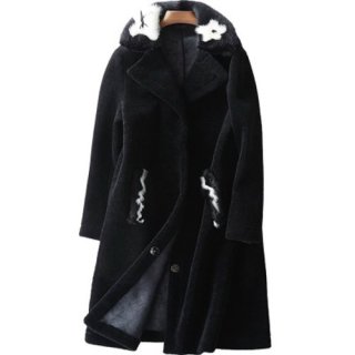 Women sheepskin fur long coat リアルシープスキンカーリー