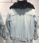 画像8: women's lambs fur liner denim jacket coat ラムモンゴリアンファーライナーファー付きデニムGジャン　ジャケット　コート (8)