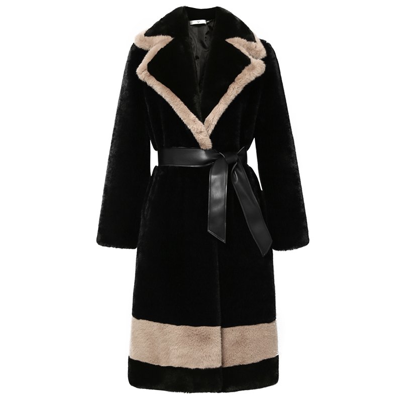 画像2: women's  Rex Rabbit wool lambs sheepskin cut in long fur coat  レッキスラビットロングコート ジャケット (2)