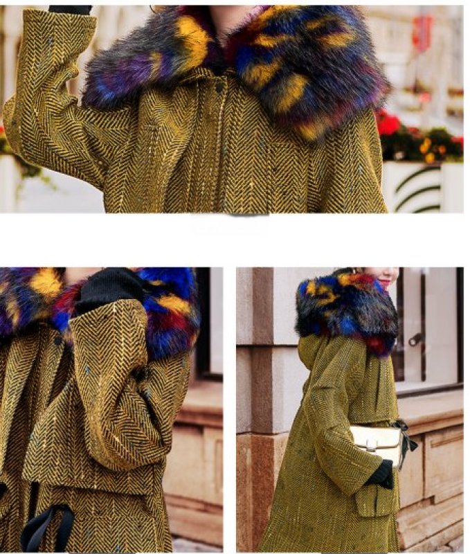 画像6: women's Fur collar Hoody long coat jacket  ファー付きフーディーロングコート ジャケット プラス大きなサイズあり (6)