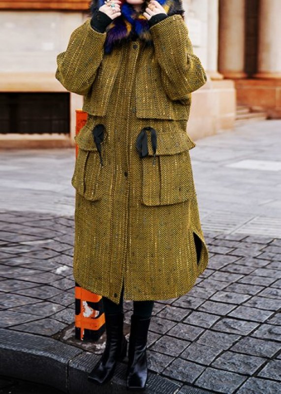 画像3: women's Fur collar Hoody long coat jacket  ファー付きフーディーロングコート ジャケット プラス大きなサイズあり (3)