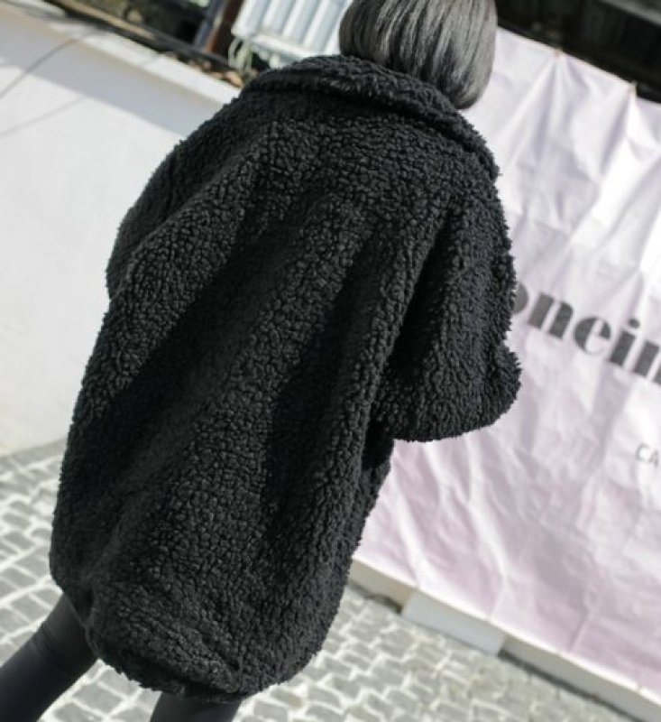 画像5: women's  loose thick lambskin zipper jacket coat ラムウールルーズフットジップジャケット  (5)