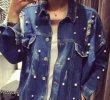 画像2: women's Damaged Denim G jacket with pear　パール付ダメージデニムGジャン　ジャケット (2)