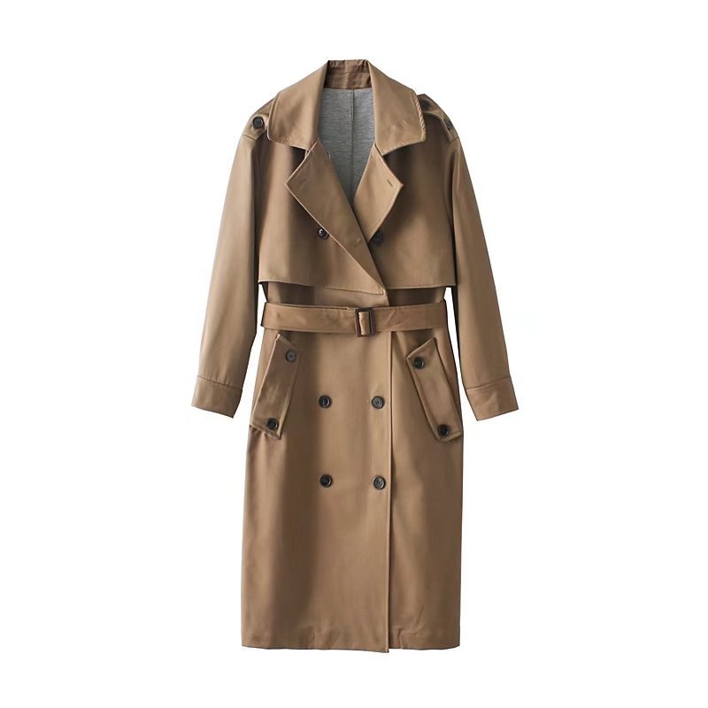 画像6: women's double breasted retro windbreaker jacket 　トレンチロングコート (6)