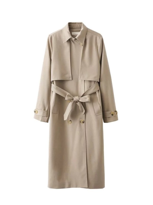 画像4: women'sdouble breasted coat windbreaker  　シンプルトレンチダブルロングコート (4)