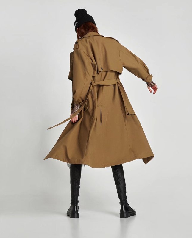 画像3: women's double breasted retro windbreaker jacket 　トレンチロングコート (3)