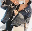 画像3: women'sloose beads beaded denim jacket   パール付ルーズダメージGジャケット　コート (3)