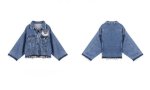 画像4: women'sloose beads beaded denim jacket   パール付ルーズダメージGジャケット　コート (4)
