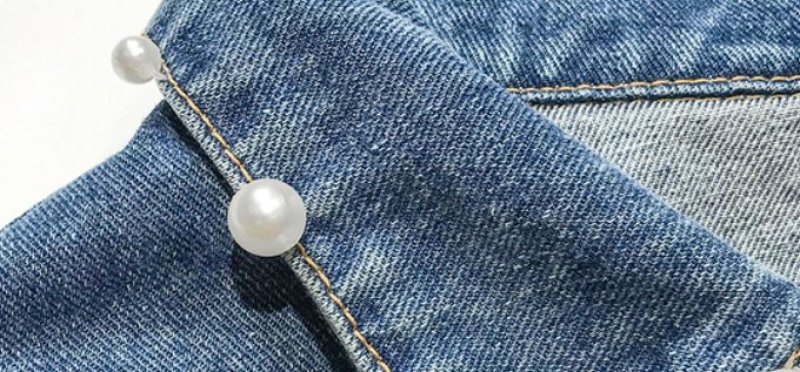 画像5: women'sloose beads beaded denim jacket   パール付ルーズダメージGジャケット　コート (5)