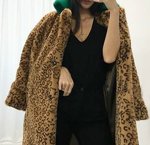画像3: leopard Fake rabbit fur long coat モコモコフワフワフェイクラビットファーレオパード　ヒョウ柄ロングコート　ジャケット (3)
