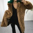 画像4: leopard Fake rabbit fur long coat モコモコフワフワフェイクラビットファーレオパード　ヒョウ柄ロングコート　ジャケット (4)