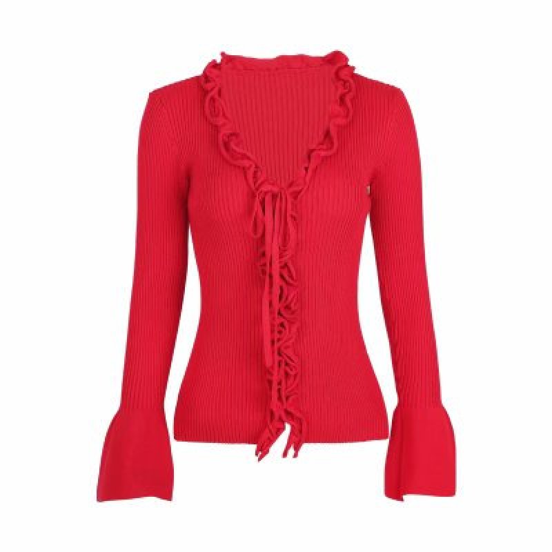 画像11: deep V lace collar cardigan sweater Vネックフリル付きカーディガン セーター (11)