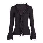 画像12: deep V lace collar cardigan sweater Vネックフリル付きカーディガン　セーター (12)