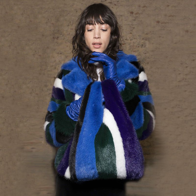 画像4:  rabbit fur tote hand bag リアルラビットファーカラーバリエーション豊富トートバッグ (4)