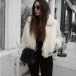 画像1: fake rabbit fur white short coat  jacket フェイク ラビットファージャケット (1)