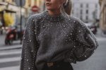 画像3: Pearl Hi-Neck Knit Pullover パール 真珠付ハイネックニット プルオーバー セーター (3)