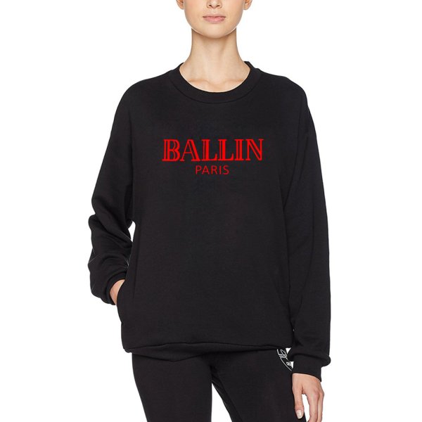 画像1: Unisex BALLIN PARIS Logo Long Sleeve Pullover BALLIN PARIS 薄手ロゴスウェットトレーナー ユニセックスサイズ (1)