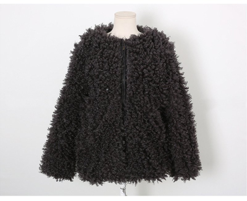 画像5: fake lamb hair  zipper coat  jacket フェイクファーカーリームートンジップコートジャケット (5)