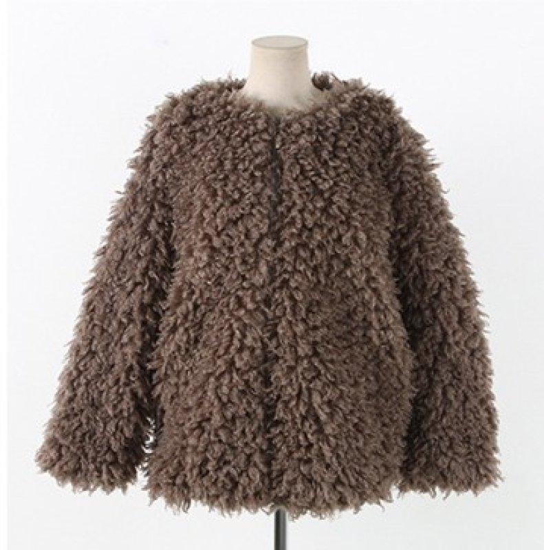 画像4: fake lamb hair  zipper coat  jacket フェイクファーカーリームートンジップコートジャケット (4)