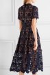 画像2: Women's Hollow Lace Sun Flower Lapel Dress one-piece レース 膝丈 ワンピース ドレス (2)