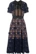 画像3: Women's Hollow Lace Sun Flower Lapel Dress one-piece レース 膝丈 ワンピース ドレス (3)