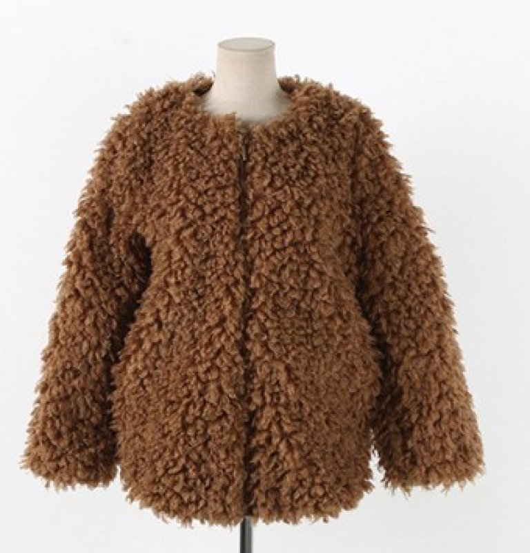 画像3: fake lamb hair  zipper coat  jacket フェイクファーカーリームートンジップコートジャケット (3)