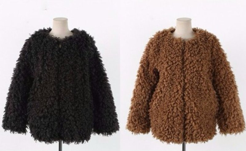 画像7: fake lamb hair  zipper coat  jacket フェイクファーカーリームートンジップコートジャケット (7)