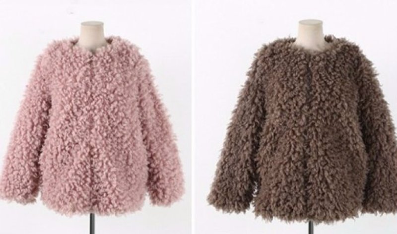 画像6: fake lamb hair  zipper coat  jacket フェイクファーカーリームートンジップコートジャケット (6)