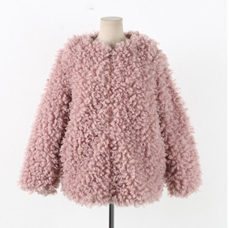 画像2: fake lamb hair  zipper coat  jacket フェイクファーカーリームートンジップコートジャケット (2)