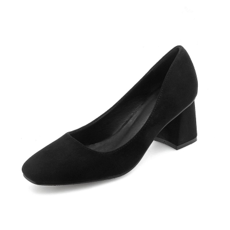 画像2: Women's  Sheep suedes quare head high-heeled women's pumps shoesシープススウェードスクエアヒールパンプス　 (2)