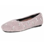 画像1: Women's Pumps with flat fur & bijouファーにビジューが付いたフラットパンプス (1)