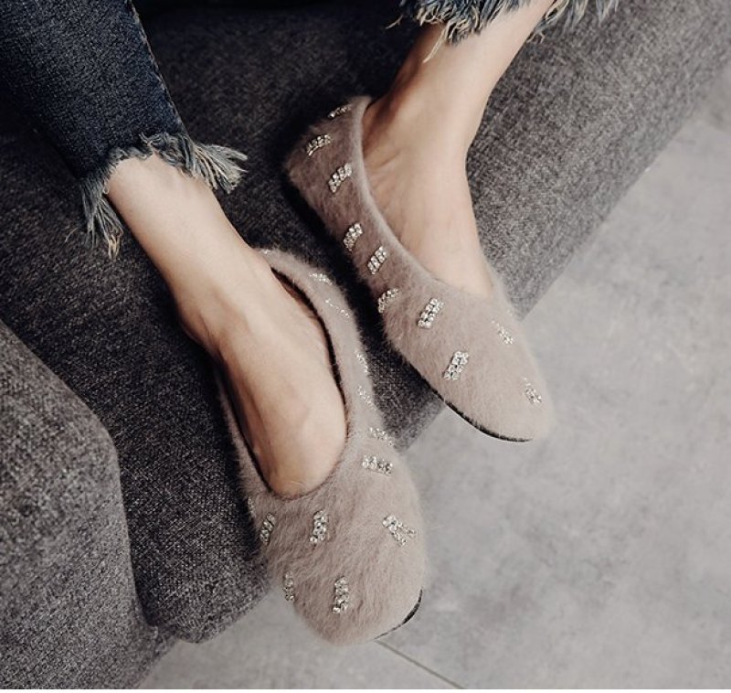 画像8: Women's Pumps with flat fur & bijouファーにビジューが付いたフラットパンプス (8)