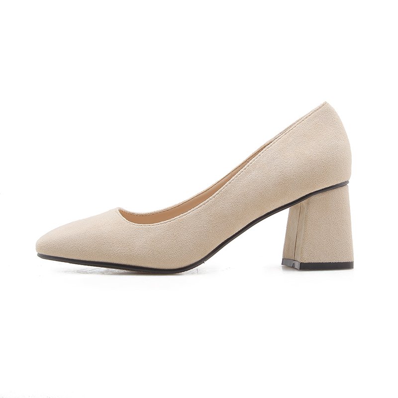 画像4: Women's  Sheep suedes quare head high-heeled women's pumps shoesシープススウェードスクエアヒールパンプス　 (4)