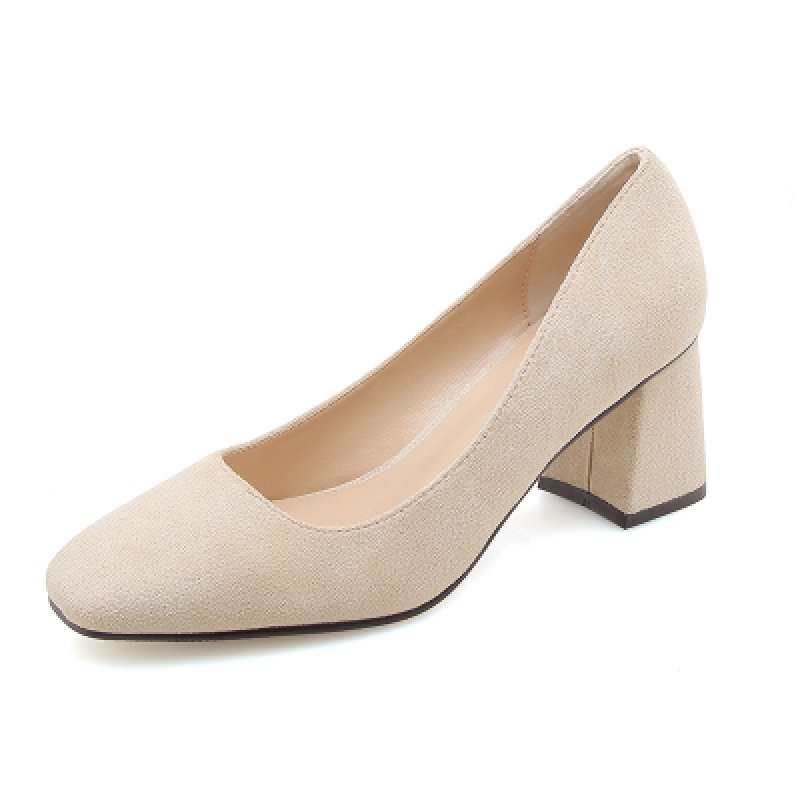 画像3: Women's  Sheep suedes quare head high-heeled women's pumps shoesシープススウェードスクエアヒールパンプス　 (3)