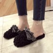 画像6: women's lamb hair curling  Flat Sandal Slipper flip-flops カーリングエコファーフラットサンダル　ミュールスリッパ (6)