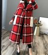 画像6: Women check tweed jacket long coat with real mink fur リアルミンクファー襟 ポケット付き チェックツイードロングコート シープスキンライナー付き  (6)