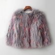 画像2: Knitted Real Raccoon Fur Jacket with Fringe Tassel Sequins 編み込みリアルラクーンニットファーショートコート ジャケット 毛皮 (2)