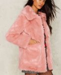 画像1: fake ecofarsweet pink  warm jacket coatフェイクエコファーダブルポケットスイートピンクジャケット　コート (1)