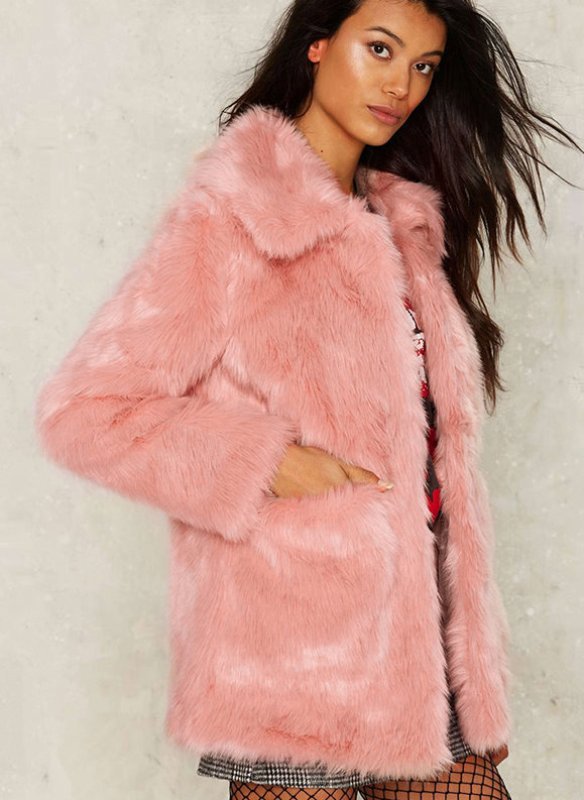 画像4: fake ecofarsweet pink  warm jacket coatフェイクエコファーダブルポケットスイートピンクジャケット　コート (4)