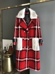 画像2: Women check tweed jacket long coat with real mink fur リアルミンクファー襟 ポケット付き チェックツイードロングコート シープスキンライナー付き  (2)