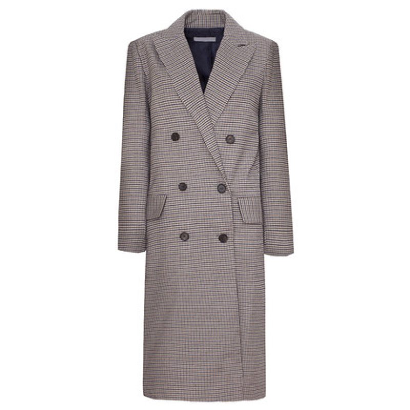 画像4: Women check double-breasted plaid long windbreaker long coat jacket ダブルブレイドチェックツイードロングコート  (4)