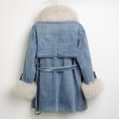 画像4: Women Denim jeans fox fur jacket inner down リアルフォックスファー襟 袖 (4)