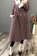 画像7: Women check tweed jacket long coat with real mink fur double pearl button リアルミンクファー襟 パールボタン チェックツイードロングコート シープスキンライナー付き  (7)