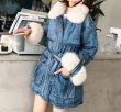 画像5: Women Denim jeans fox fur jacket inner down リアルフォックスファー襟 袖 (5)