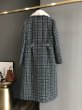 画像10: Women check tweed jacket long coat with real mink fur double pearl button リアルミンクファー襟 パールボタン チェックツイードロングコート シープスキンライナー付き  (10)