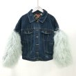 画像3: Women's Real Mongolian lamb Fur sleeve Denim Jeans Jacket リアルモンゴリアンファーデニムジャケットコート Gジャン (3)