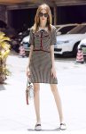 画像2: Women's round neck check bow ribbon dress  襟付き リボン ラウンドネック膝丈ドレス　ワンピース (2)
