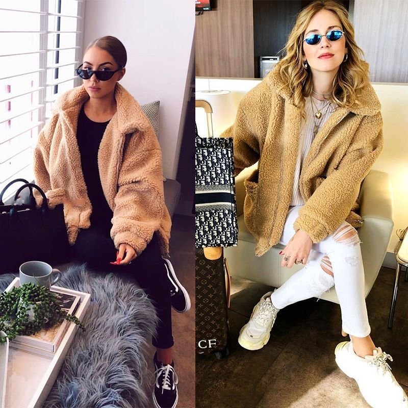 画像4: Women's Sheep Fur Oversized shearling zip up coat Jacket シープファーオーバーサイズジップアップジャケットコート 羊毛 (4)