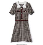 画像3: Women's round neck check bow ribbon dress  襟付き リボン ラウンドネック膝丈ドレス　ワンピース (3)